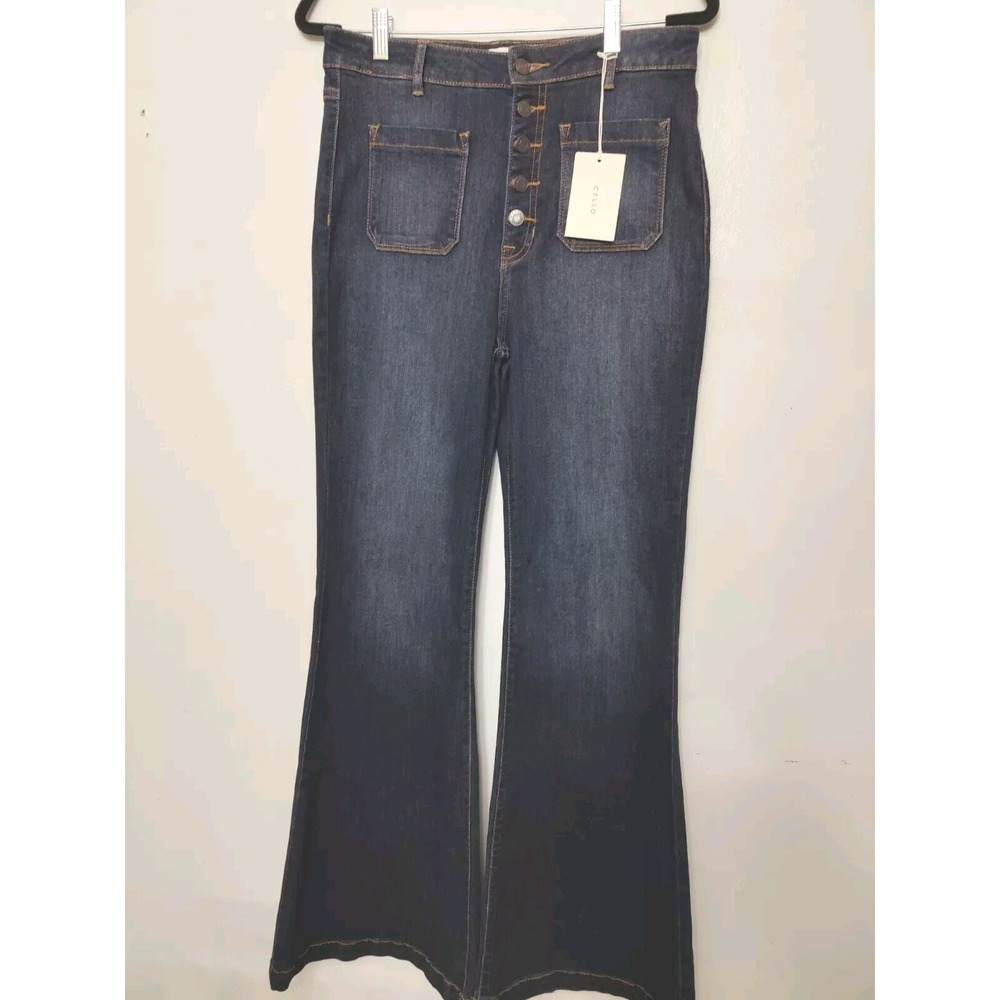 Cello High Rise 5 Bottom Release Hem Flare Jeans Size 13 Brand New With Tag